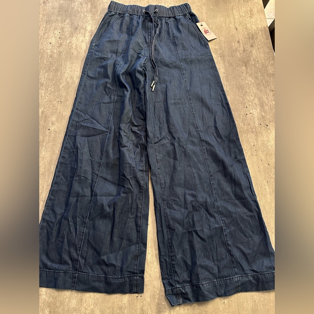 Juicy Couture Dark Blue Denim Wide Leg Trousers Size 2 NWT flawed